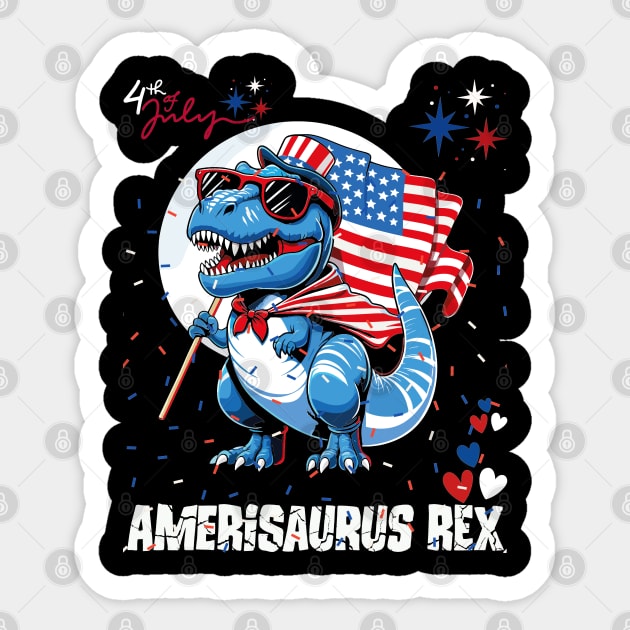 Amerisaurus 4th of July Sticker by JessArty